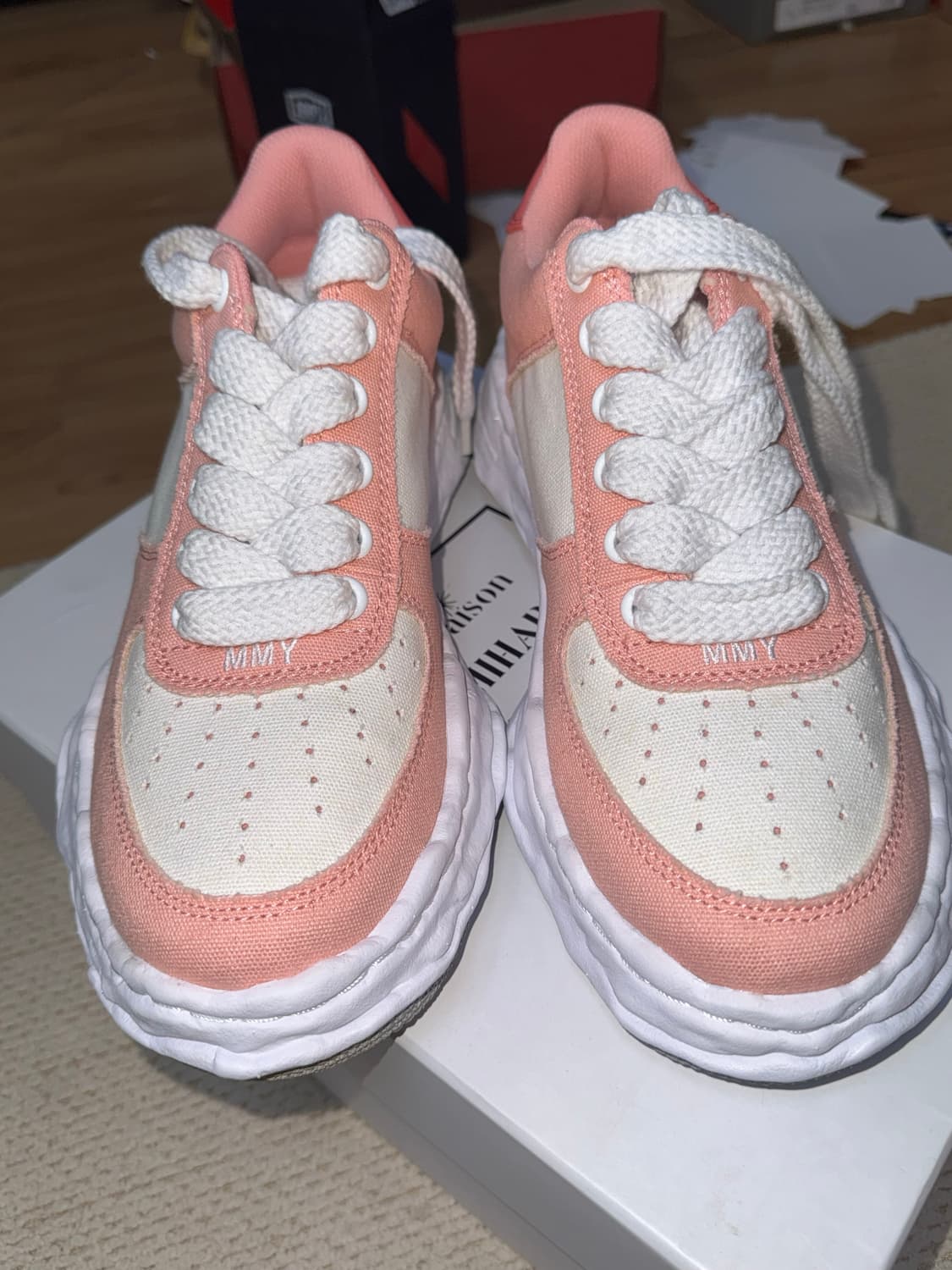 메종 미하라 야스히로 웨인 캔버스 핑크화이트 EU43 275mm 상품이미지5