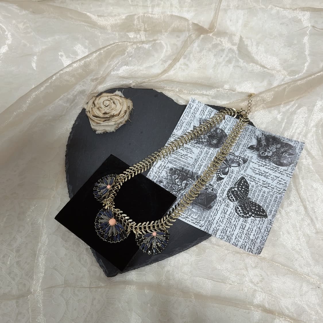 빈티지 Mika 오리엔탈 물고기 뼈 목걸이 상품이미지2