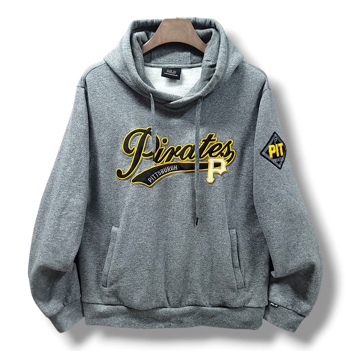 [105] MLB 그레이 피츠버그 파이리츠  기모 후드티셔츠 상품이미지1