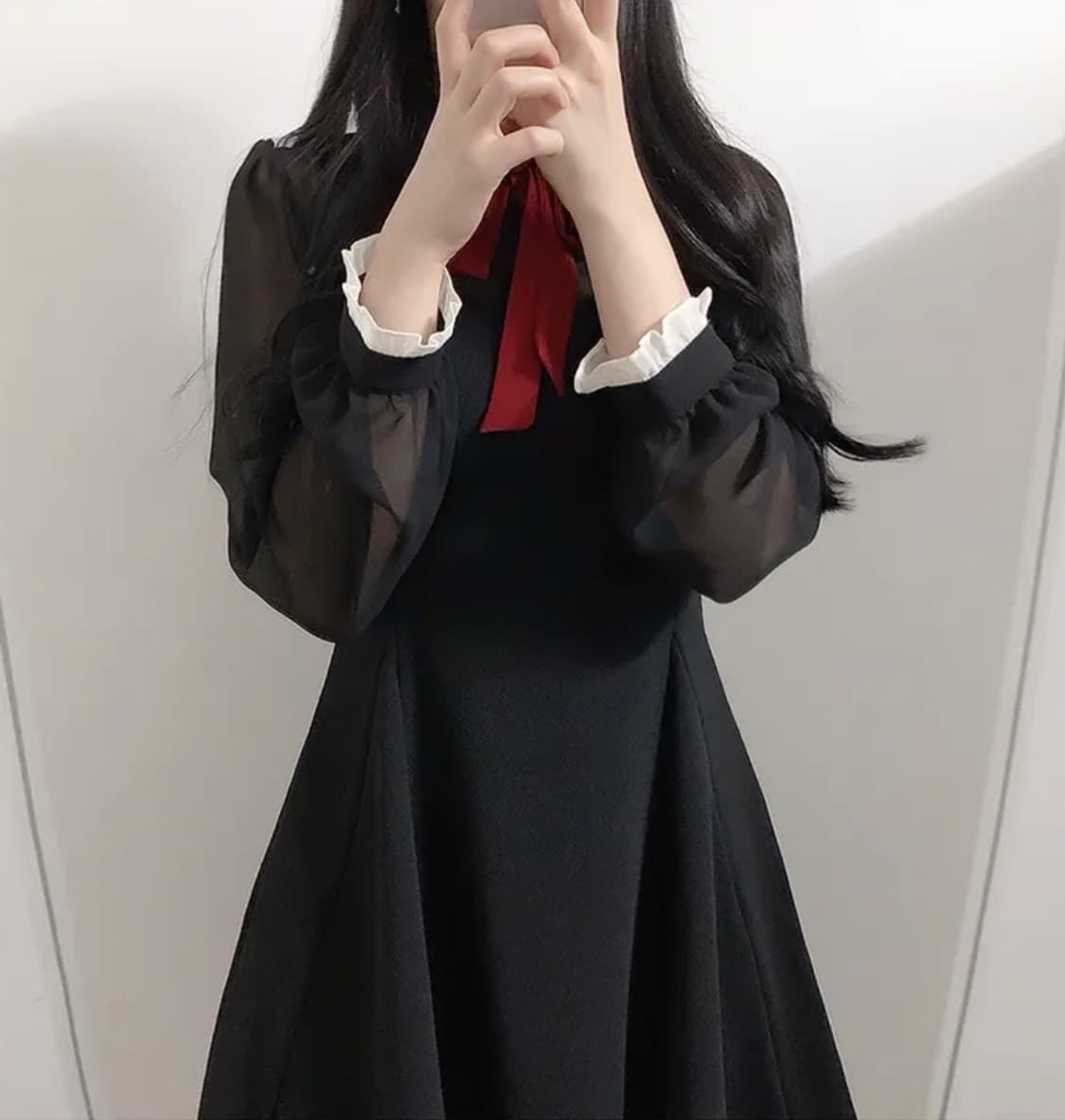 배색 리본 원피스 상품이미지6