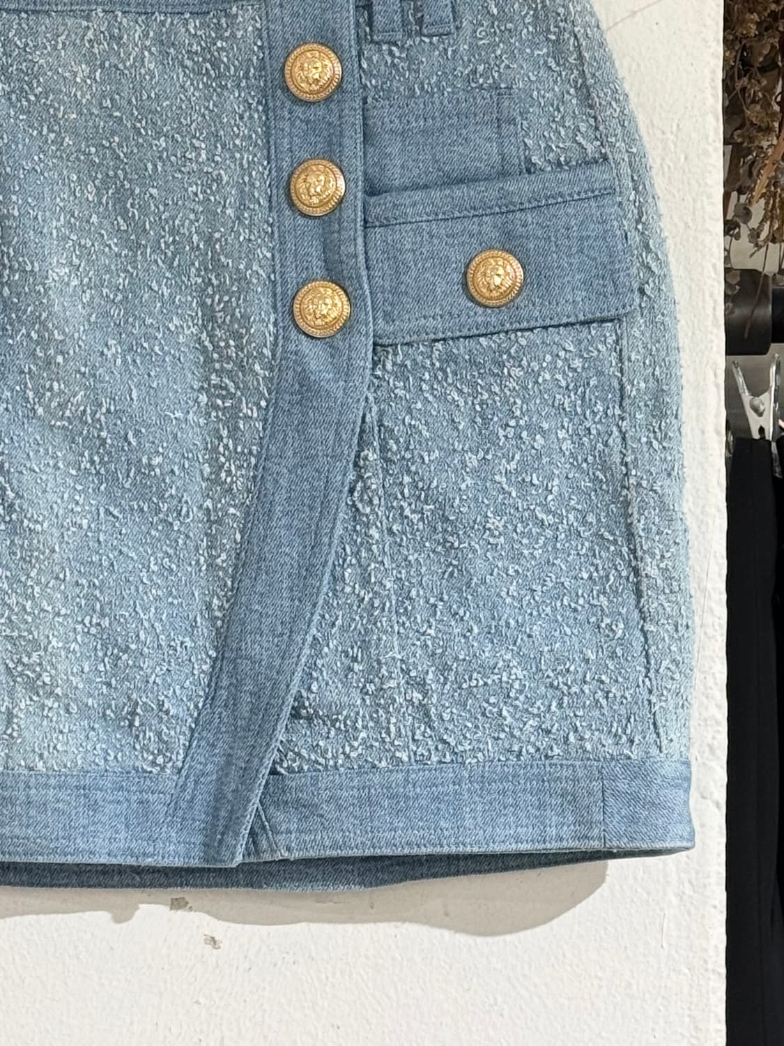 발망 트위드 패널 데님 골드 버튼 미니 스커트 상품이미지5