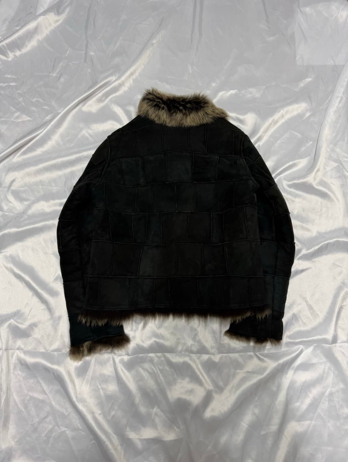 90‘s Issey miyake hai 스웨이드 패치워크 퍼 무스탕 상품이미지4