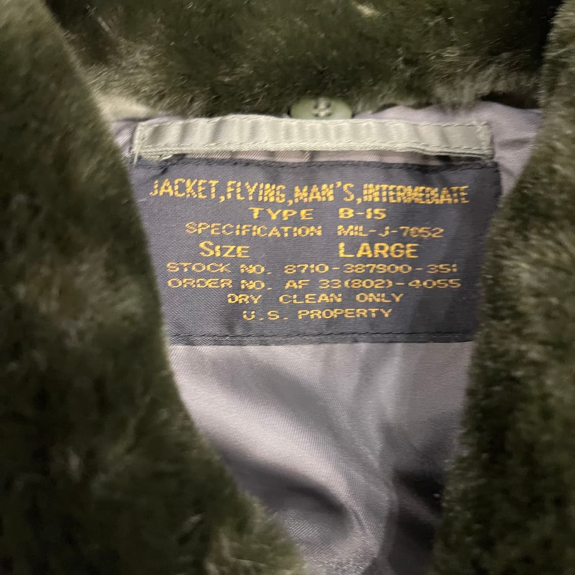 U.S.A.P 타입 b-15 플라이트자켓 (털포함) 상품이미지3