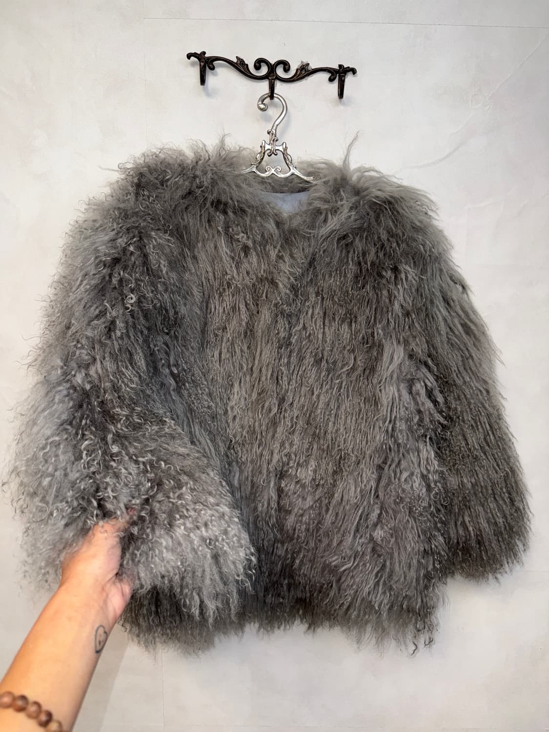 Gray grunge eco fur over fit jacket  상품이미지4