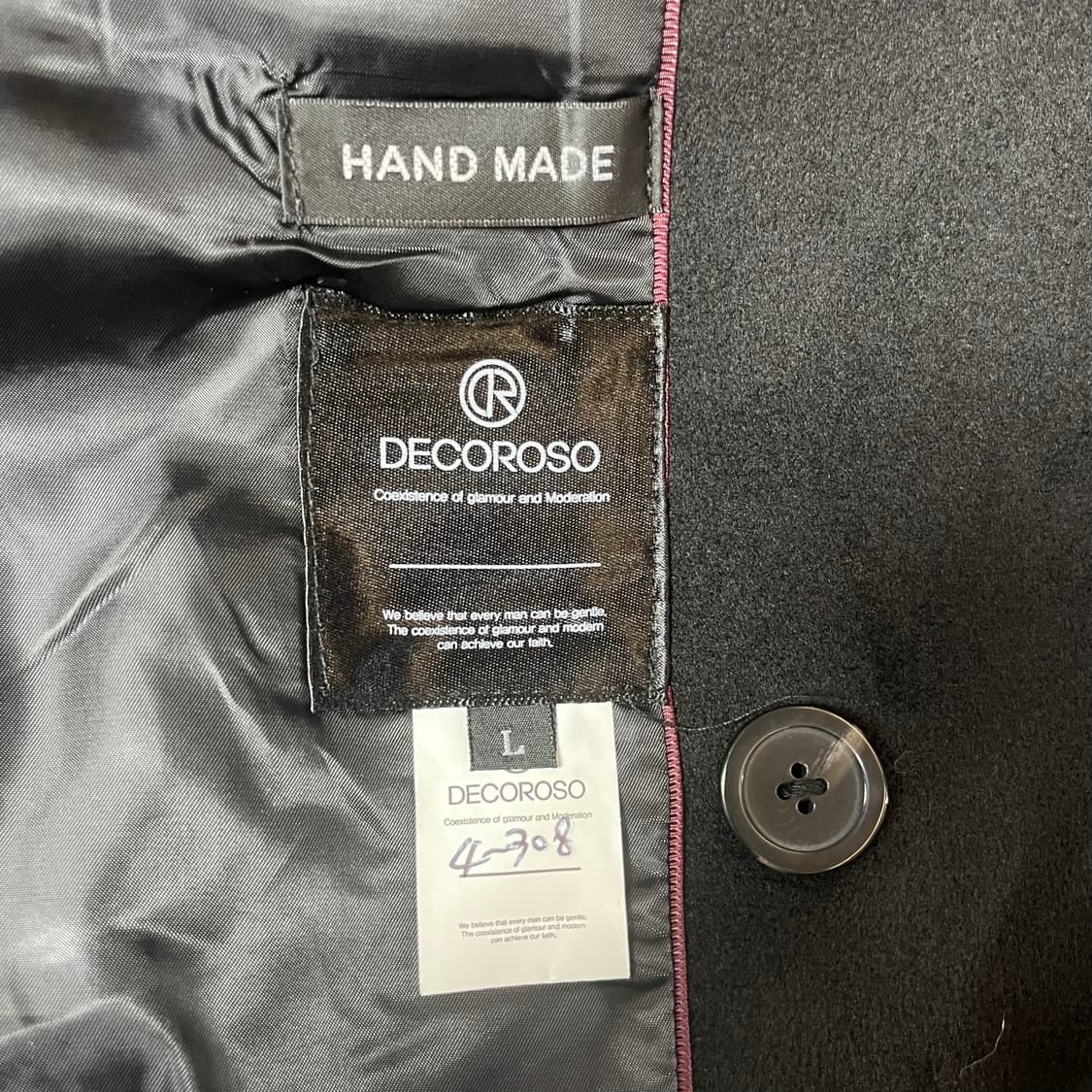 데꼬로소 테일러드 울 핸드메이드 롱 코트 L 상품이미지4