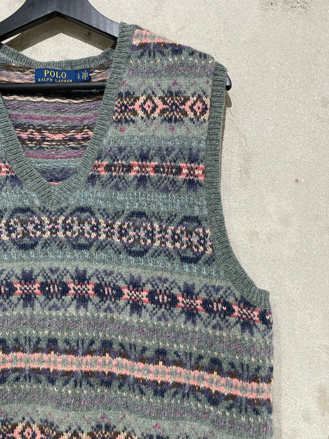 폴로 랄프로렌 그린 페어아일 메리노 알파카 V넥 베스트 상품이미지3