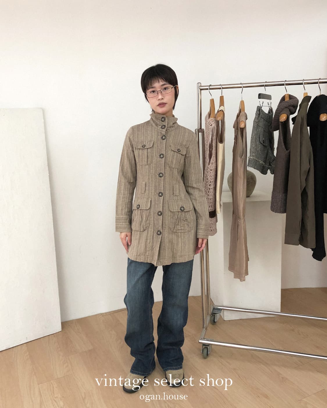 vintage herringbone stripe jacket 상품이미지2