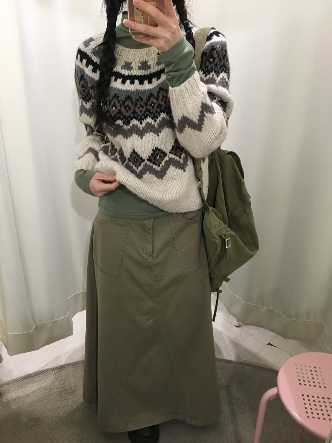 베이지 데일리 맥시 스커트 상품이미지5