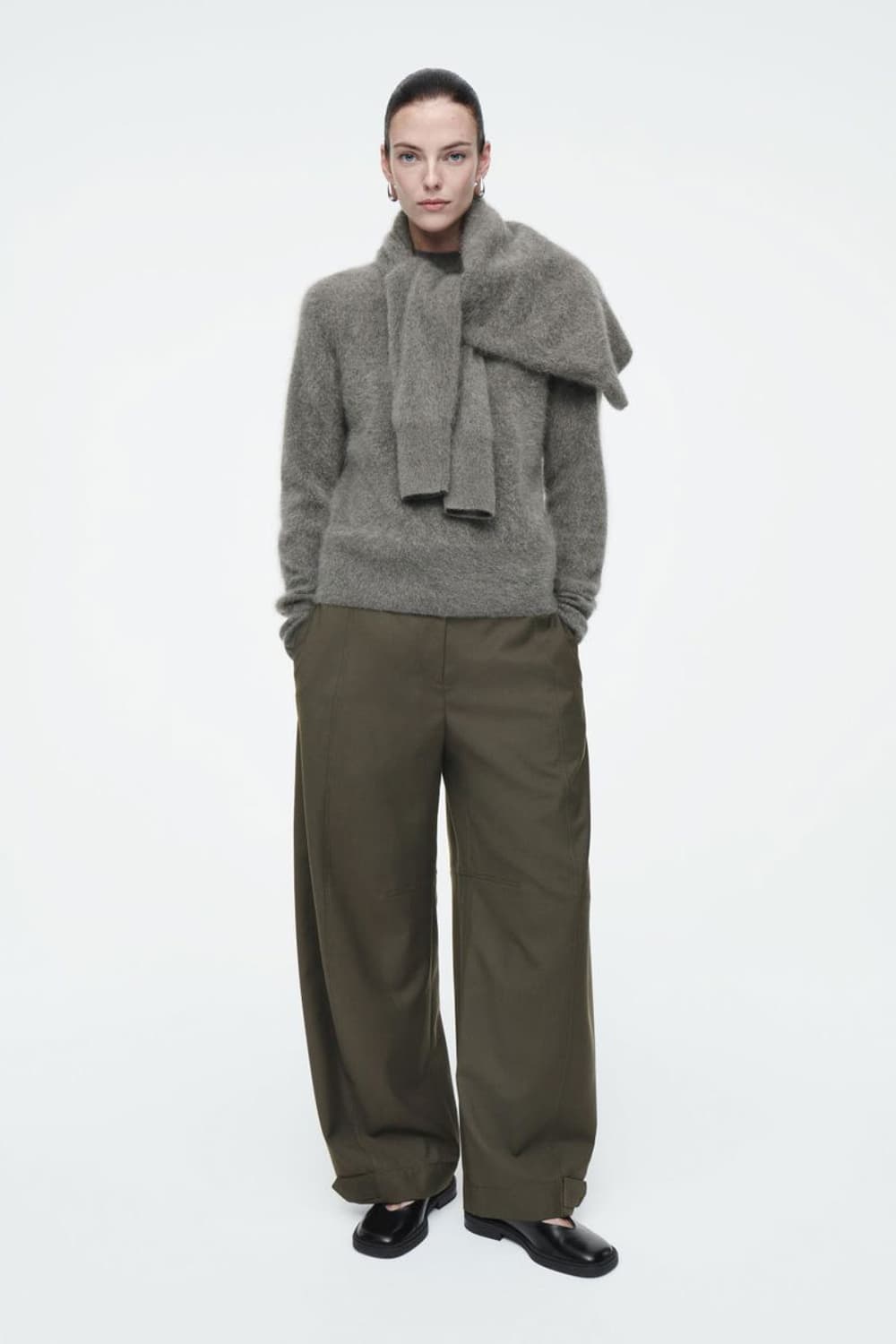 COS 울 배럴 레그 유틸리티 트라우저 카키 us12 상품이미지2