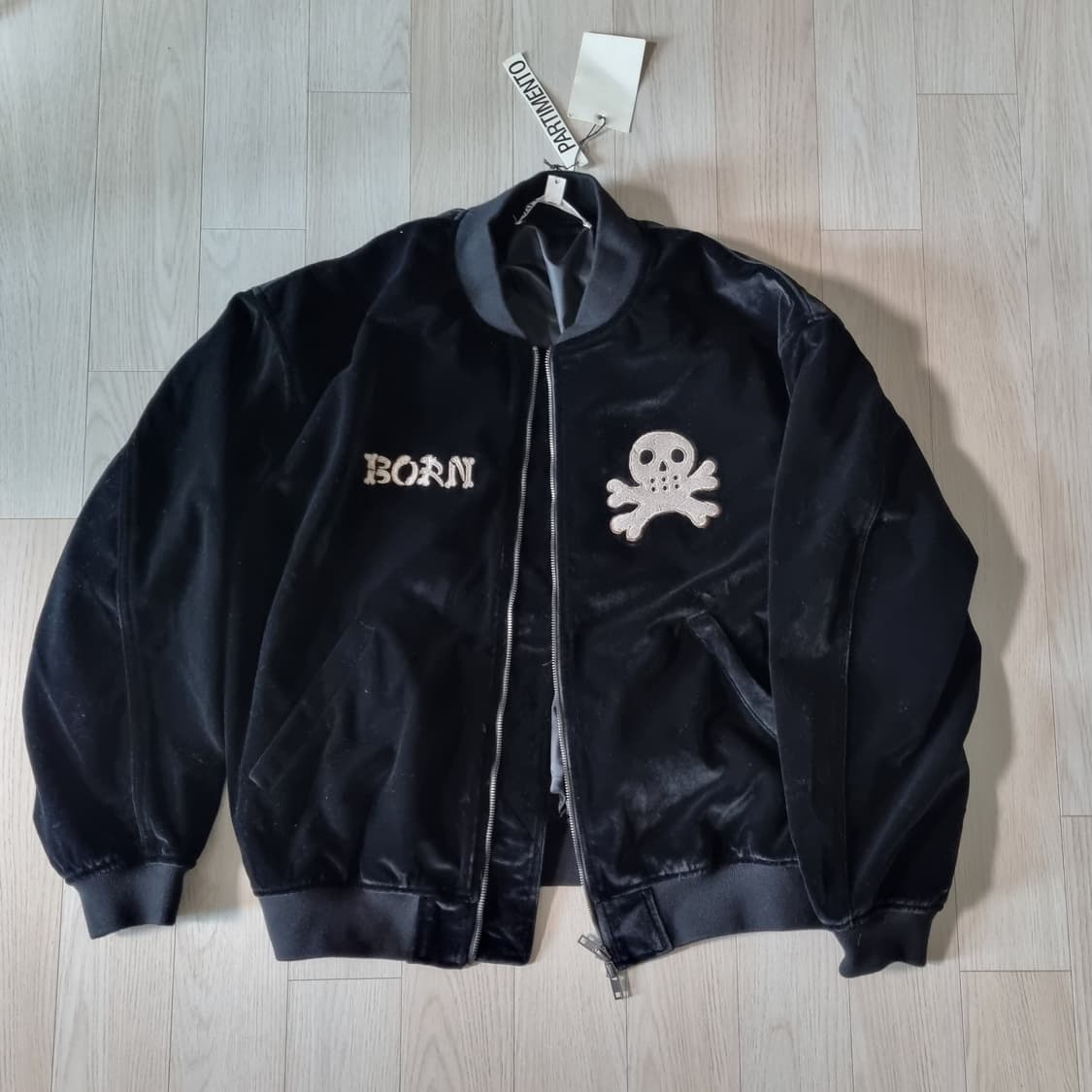 정가12만(새제품m) 파르티멘토 벨벳 수베니어 블루종 캐피탈맛 해골 상품이미지7