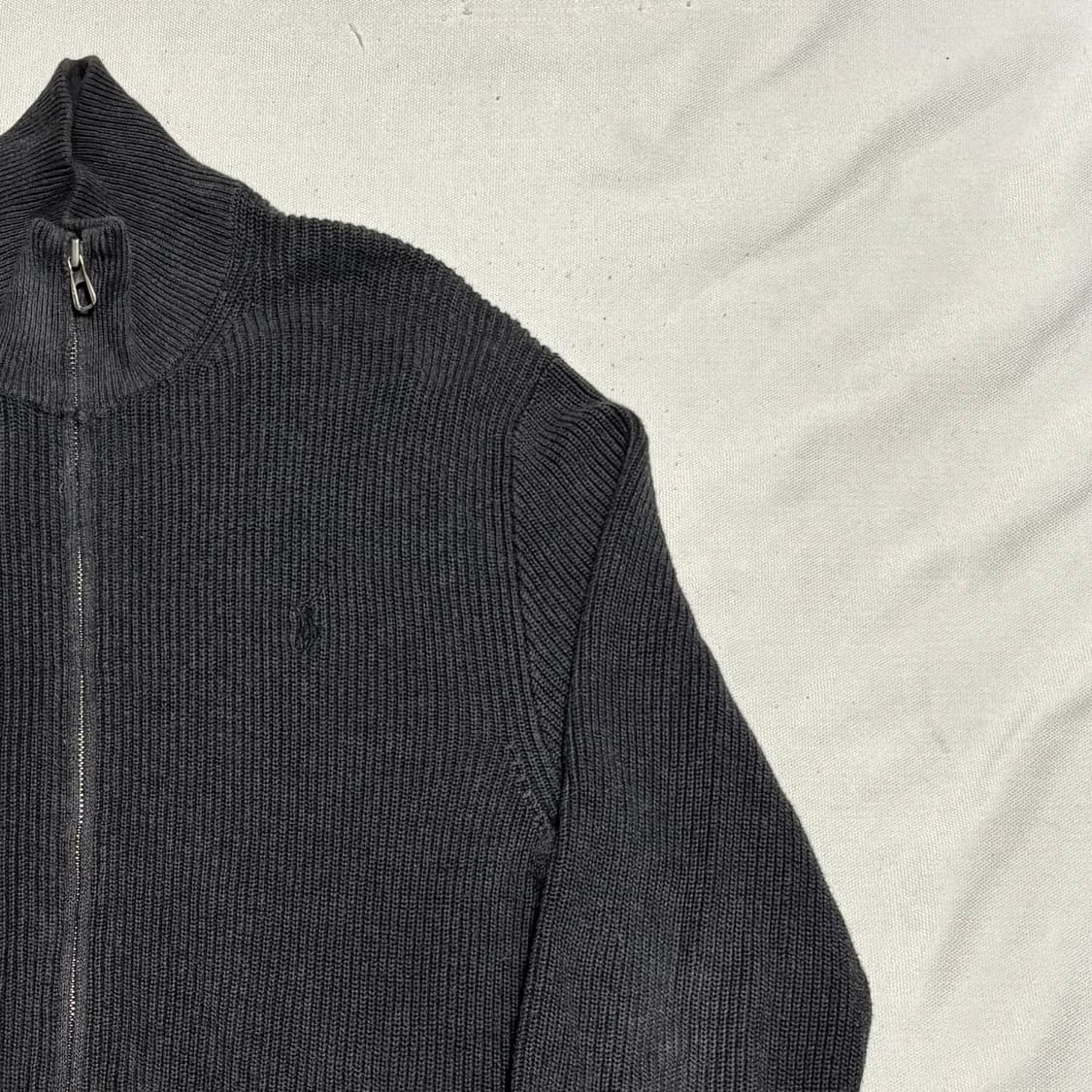 M 폴로랄프로렌 블랙 포니 챠콜 니트 집업 상품이미지1