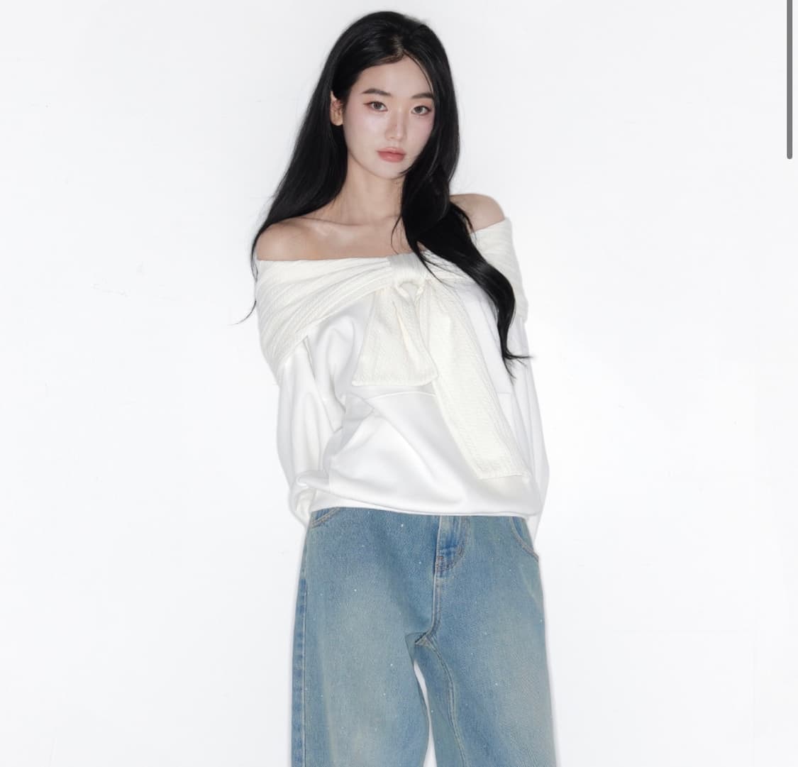 현물) 더티스 리본 후드 아이보리 봄버전 상품이미지1