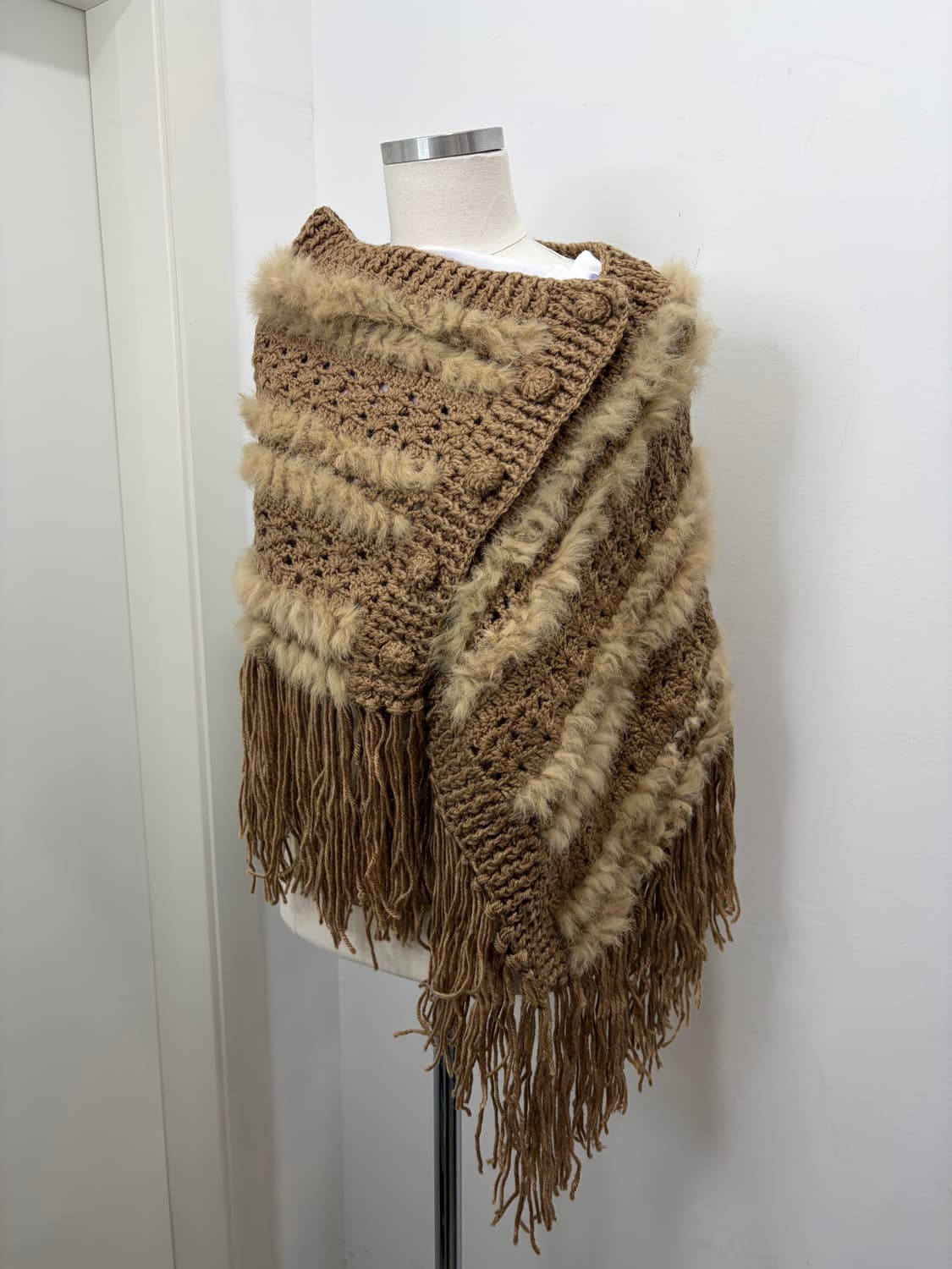 일본 빈티지 베이지 퍼 숄 상품이미지3