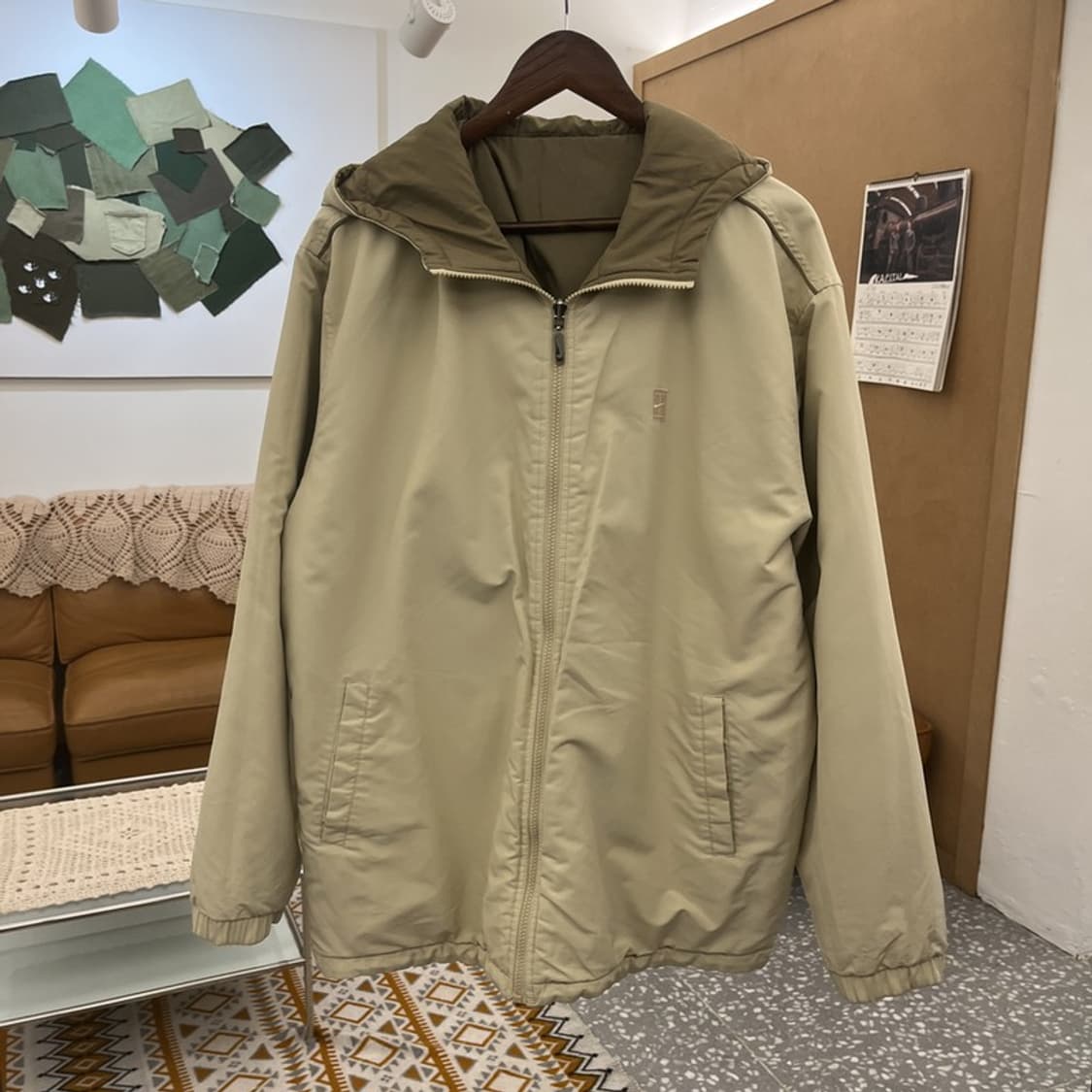 나이키 해리티지 스우시 리버시블 오트밀카키 점퍼 자켓 XL C10675 상품이미지3