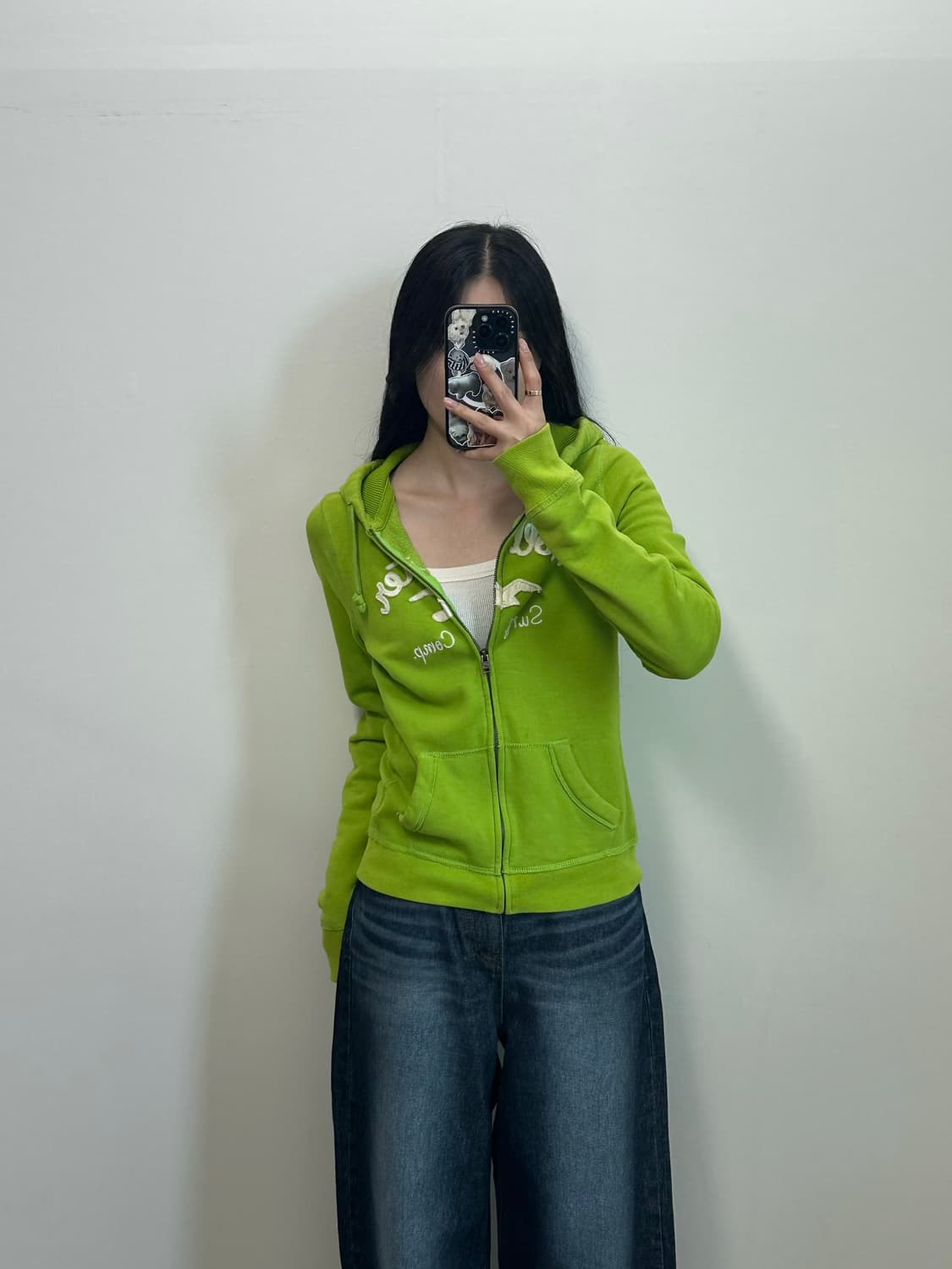 홀리스터 y2k 와투케 그린 후드집업 상품이미지1