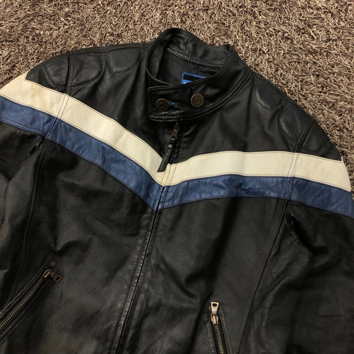 N‘gene 빈티지 레더 돈피 레이싱 라이더 가죽 자켓 상품이미지2