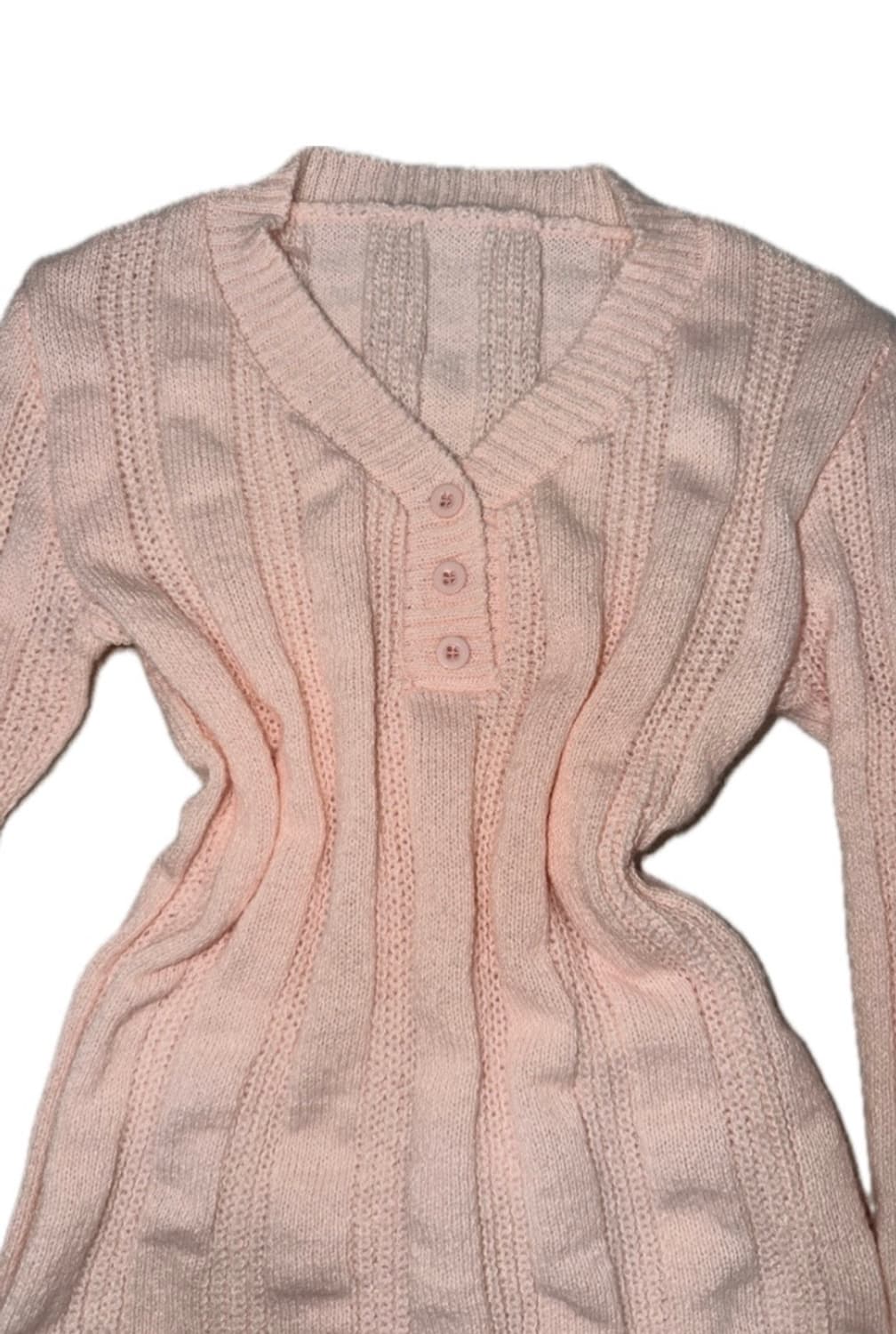 딸기우유 브이넥 단추 니트 상품이미지2