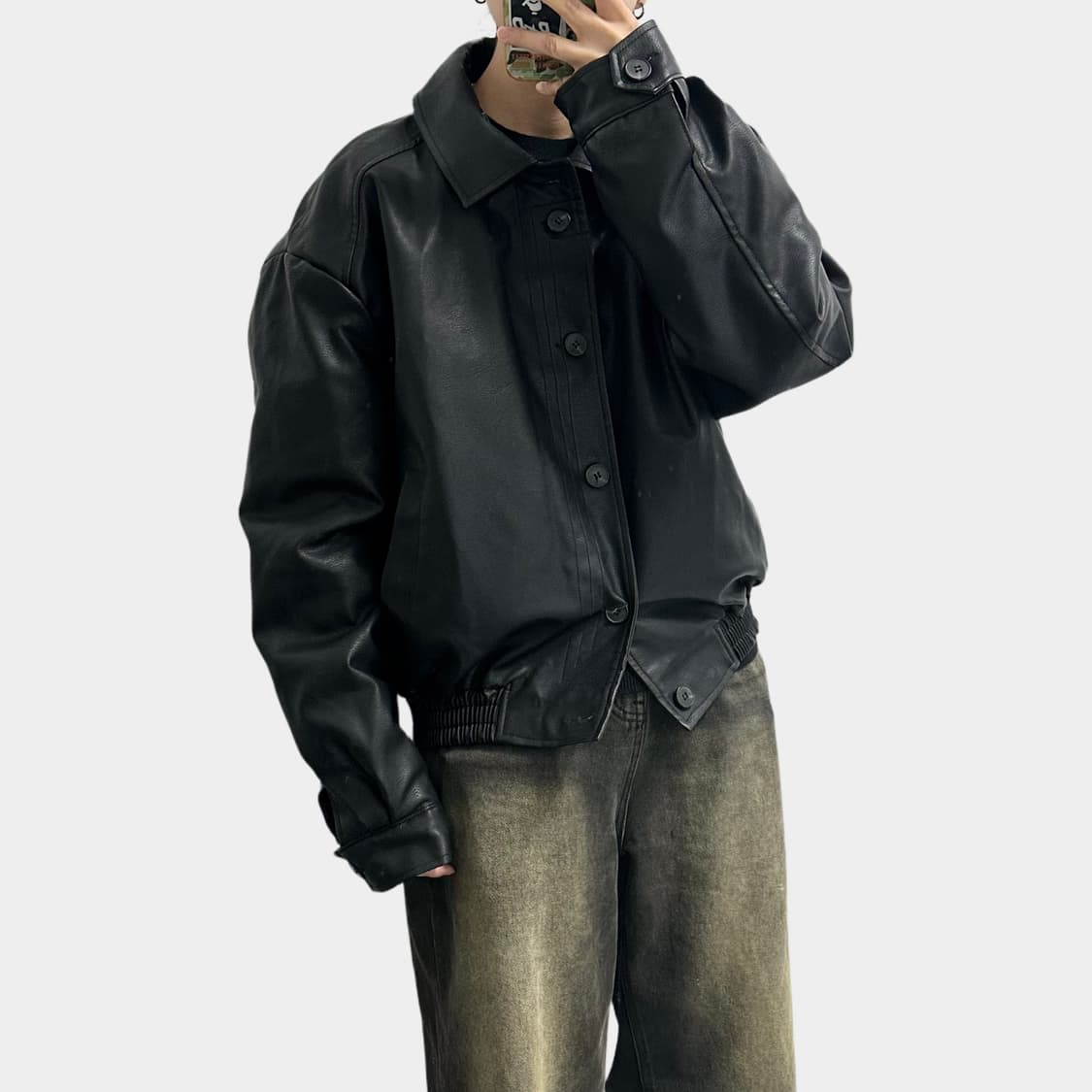 veil 레더 블루종 자켓 상품이미지3