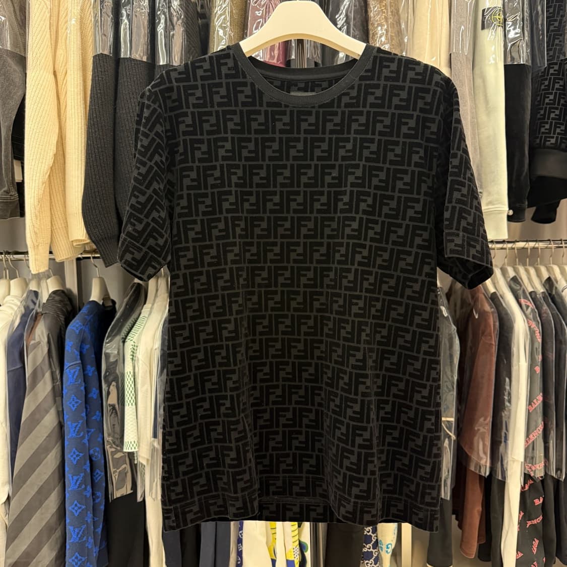 [리오브전포점] 펜디 FF 풀 모티프 코튼 피케 크루넥 반팔 상품이미지1