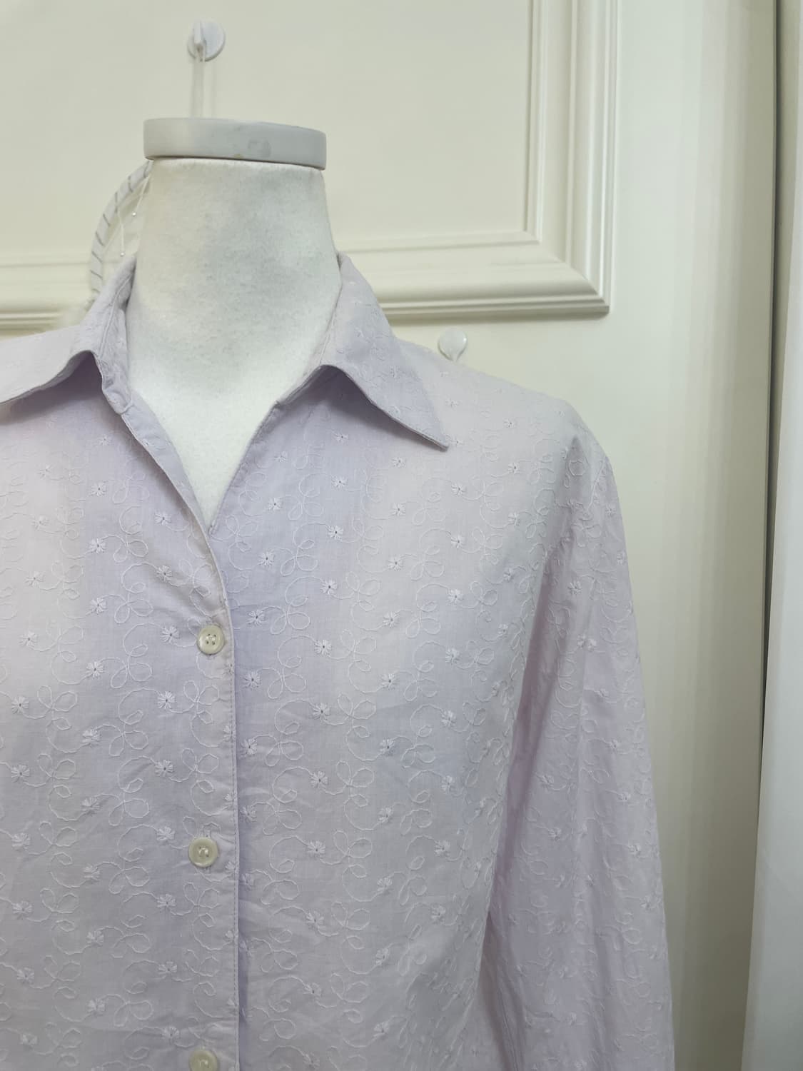 lavender lace embroidery cotton shirt 상품이미지6