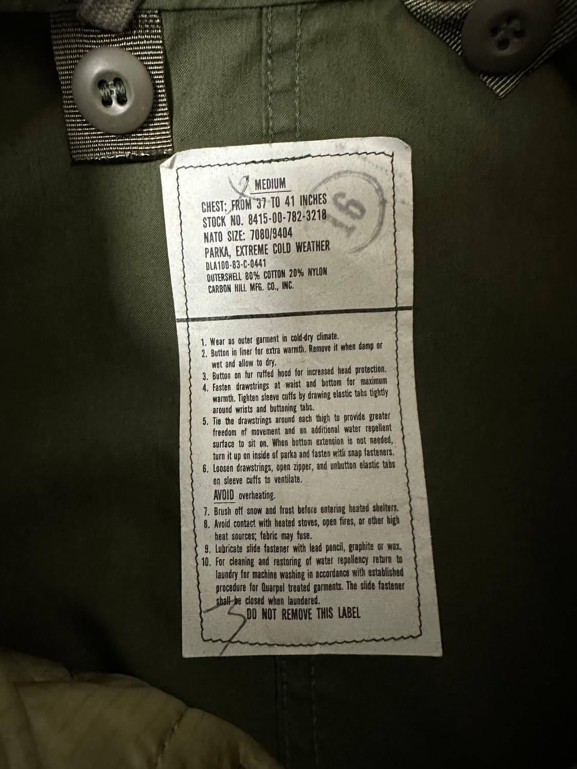 미군 오리지널 M65 피쉬테일 파카 M / 개파카 오리지널 M65 상품이미지4