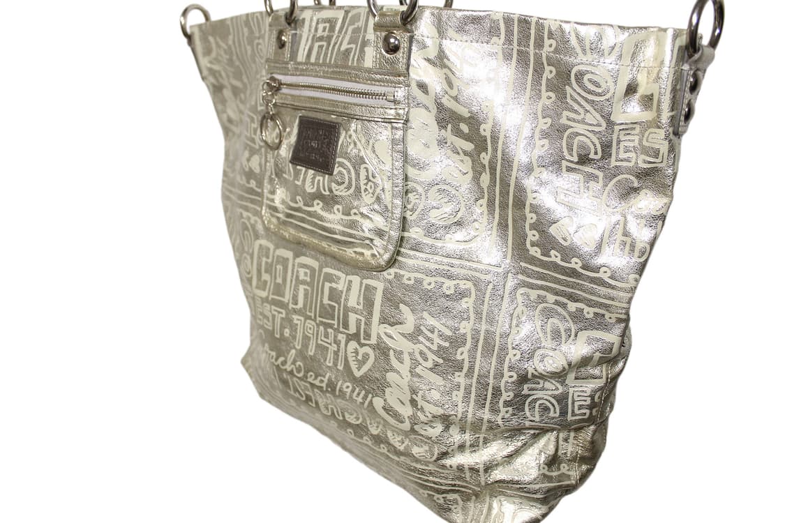 2000s COACH 코치 Y2K 메탈릭 그래피티 토트백 상품이미지3