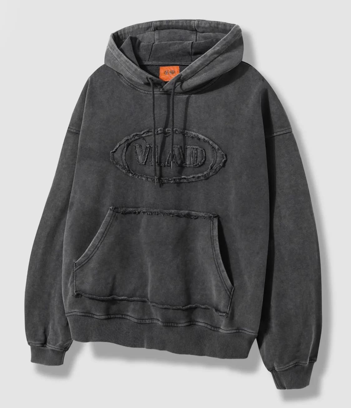 VLAD 컷오프 아플리케 후드 티셔츠_차콜 상품이미지1