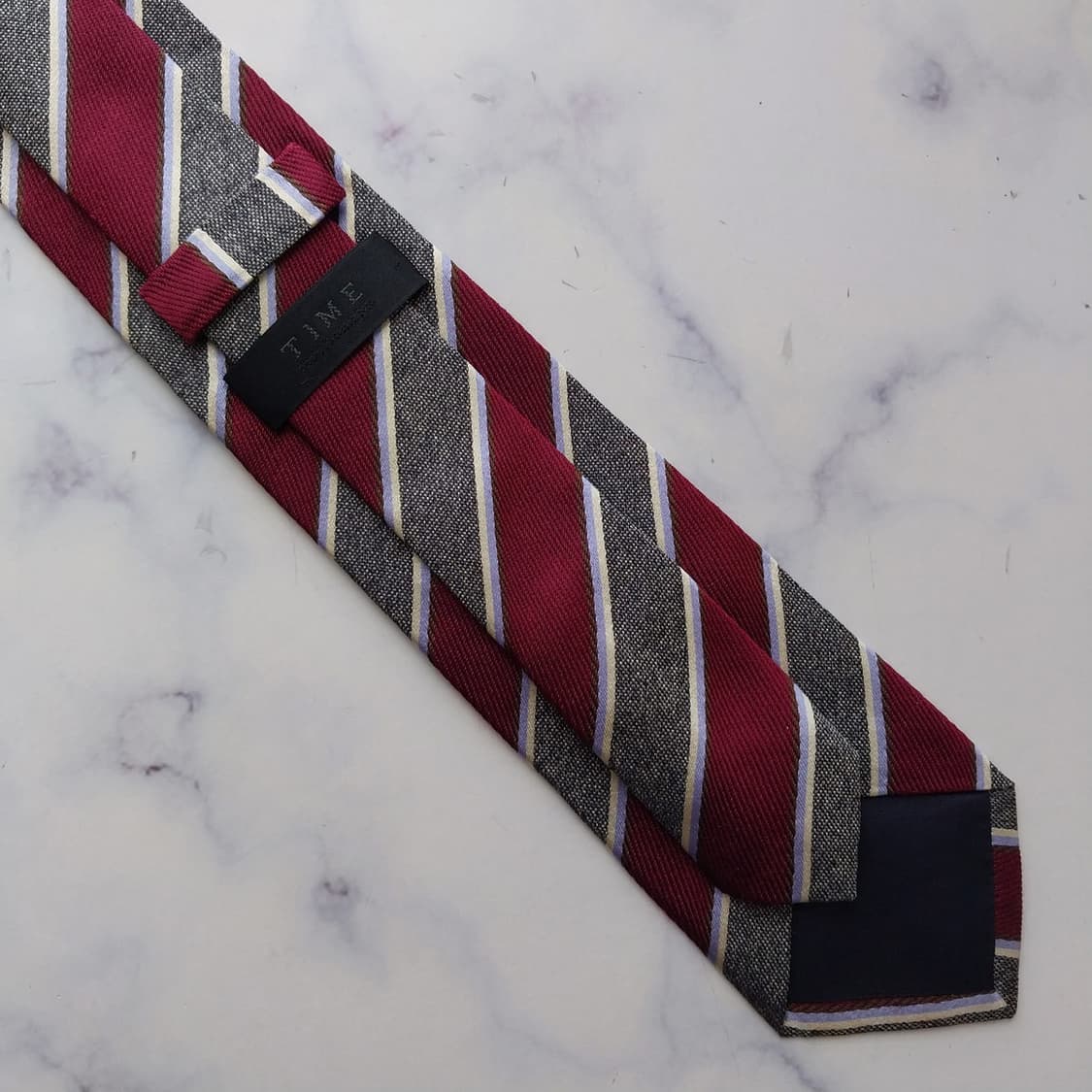 TIME 타임 실크 와인 스트라이프 넥타이 7.8cm A+등급 K2525 상품이미지8