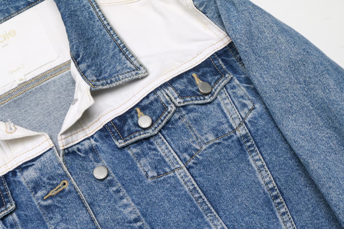 [여성 M] 마쥬 투톤 크롭 데님자켓 상품이미지2