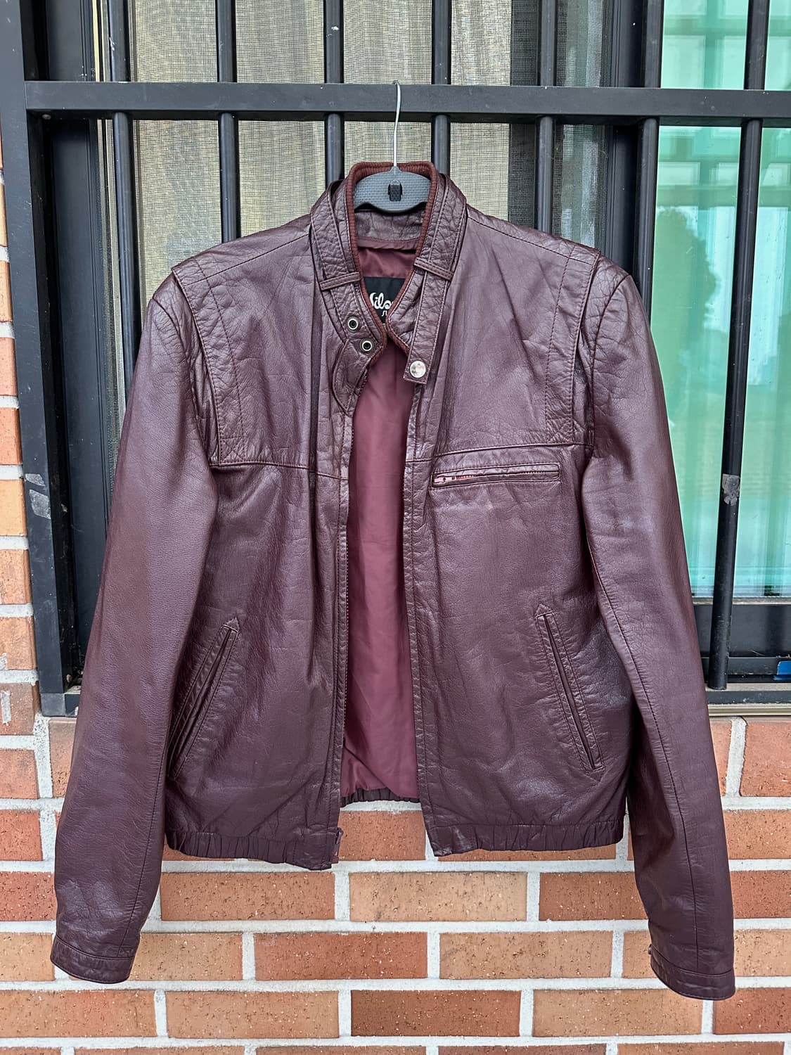 (실측M) 카우하이드 버건디 레더 자켓 상품이미지2