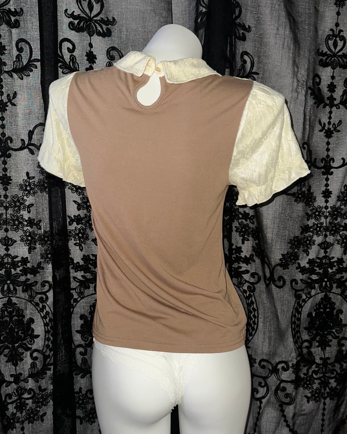 Brown+Ivory Lace Blouse 상품이미지3