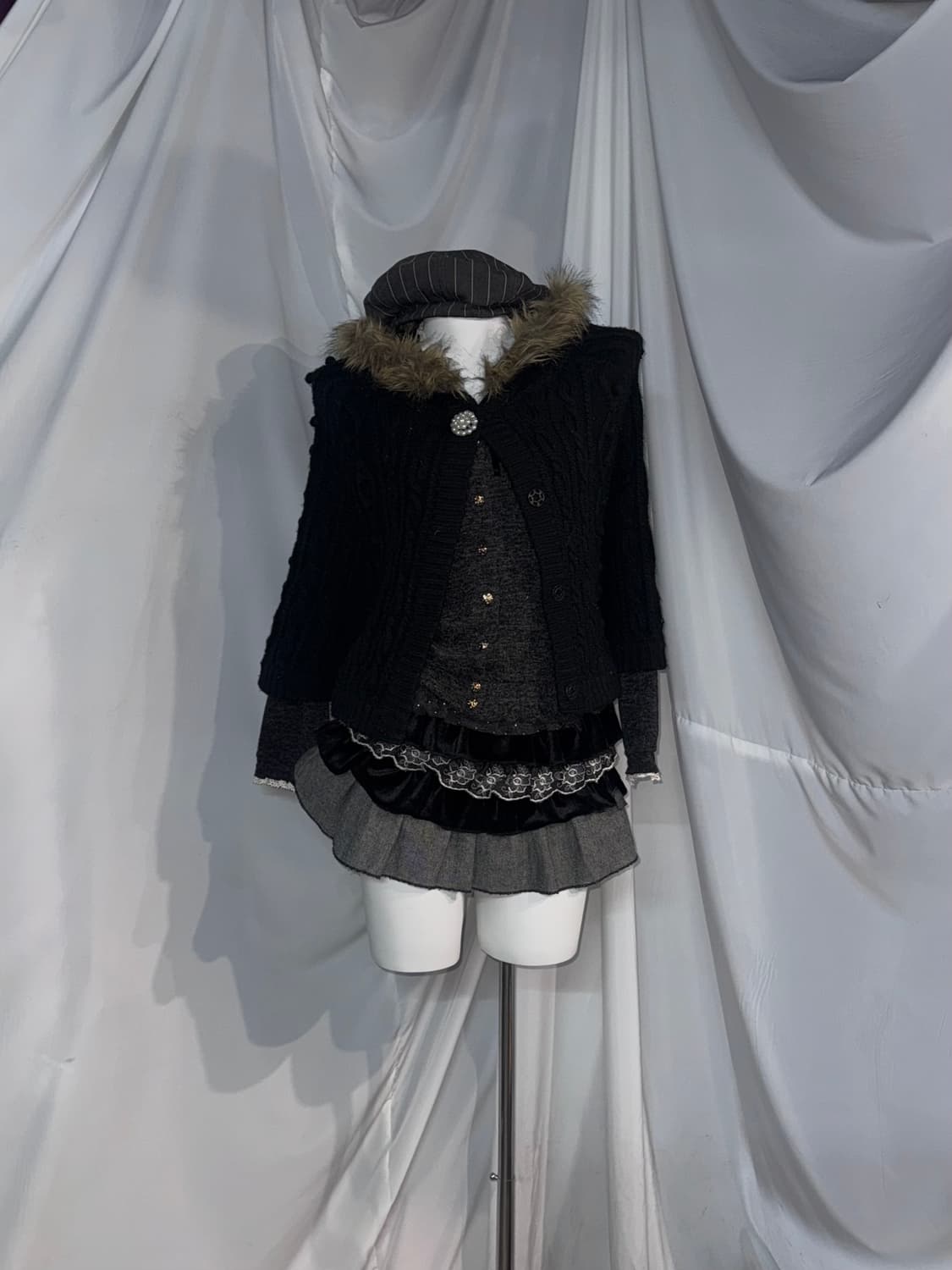 사와코깔 무채색 폭닥폭닥 니혼진 케이프 코디세트 상품이미지6