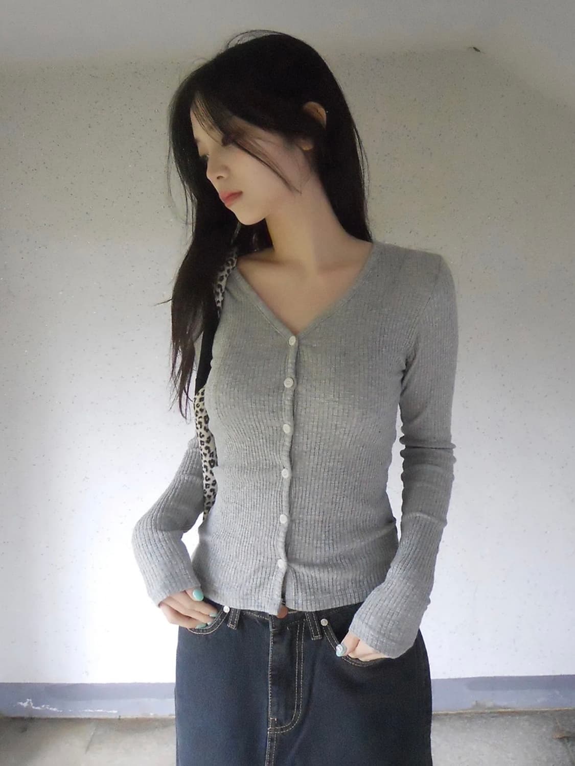 elfin cardigan grey 상품이미지1