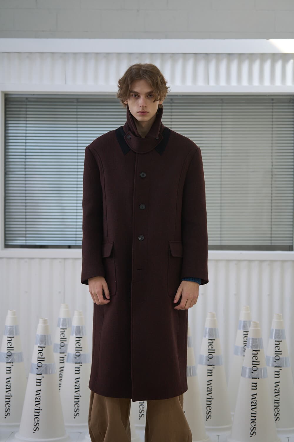 [1 새상품] 웨이비니스 히든 카라 발마칸 코트 맥코트 버건디 상품이미지1