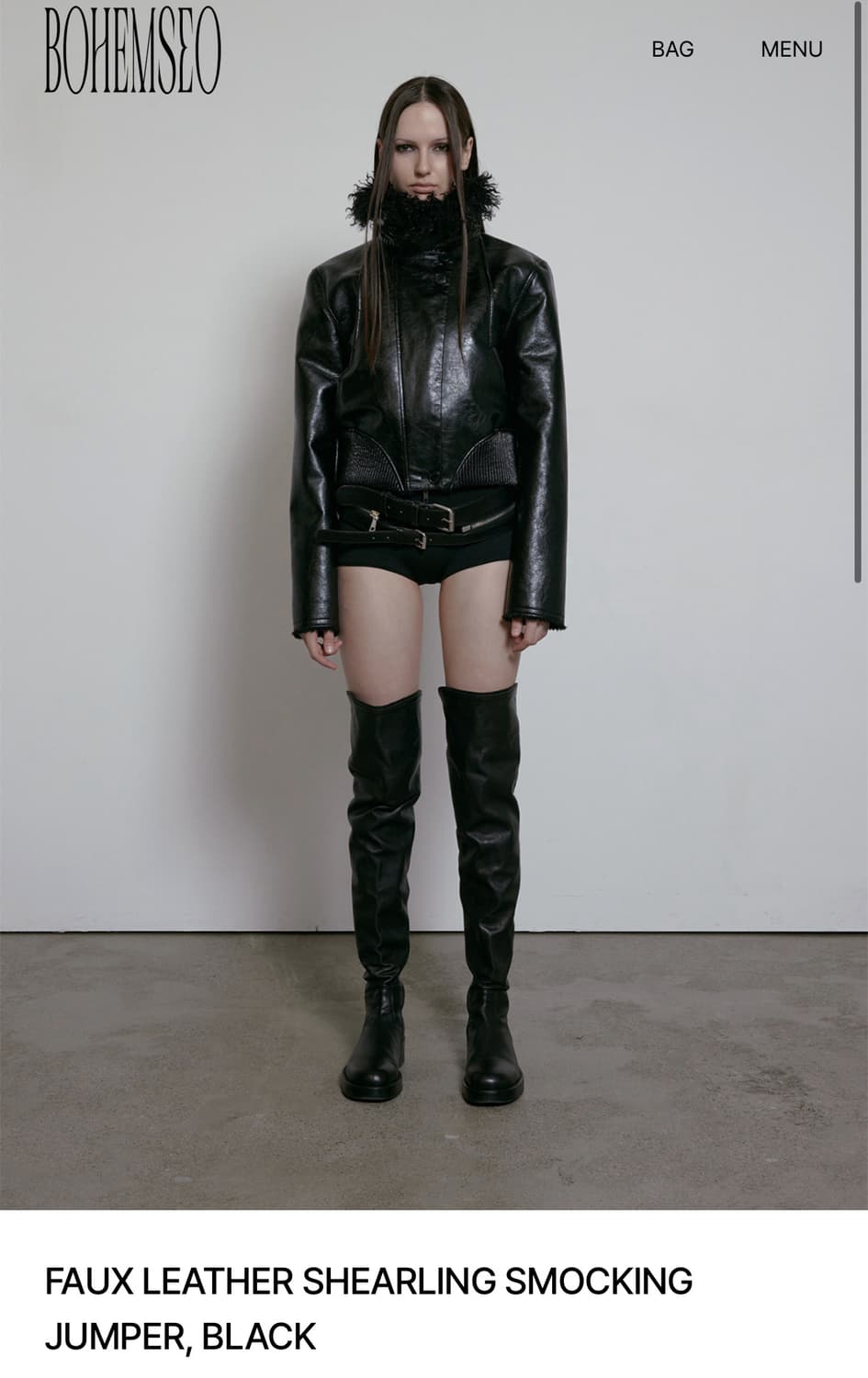 보헤미안서울 FAUX LEATHER SHEARLING SMOCKING J 상품이미지5