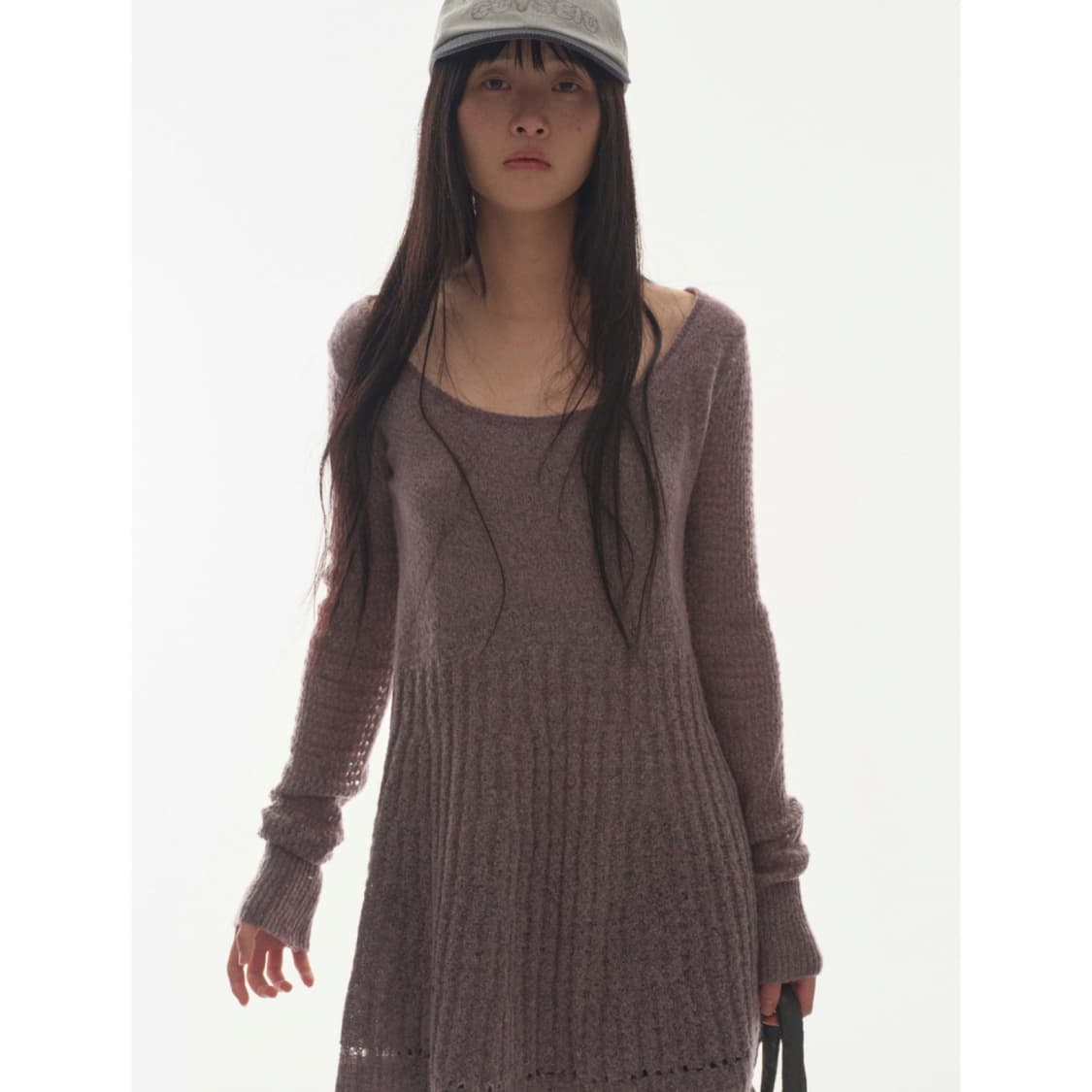 코이세이오 소프트 벨 니트 원피스 퍼플 그레이 드레스 상품이미지4