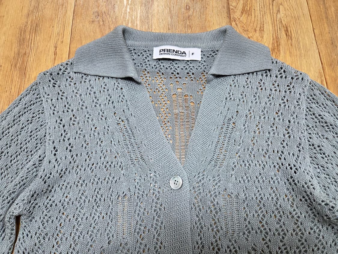 프렌다(PRENDA) 펀칭 네트 니트가디건 55-66 상품이미지3