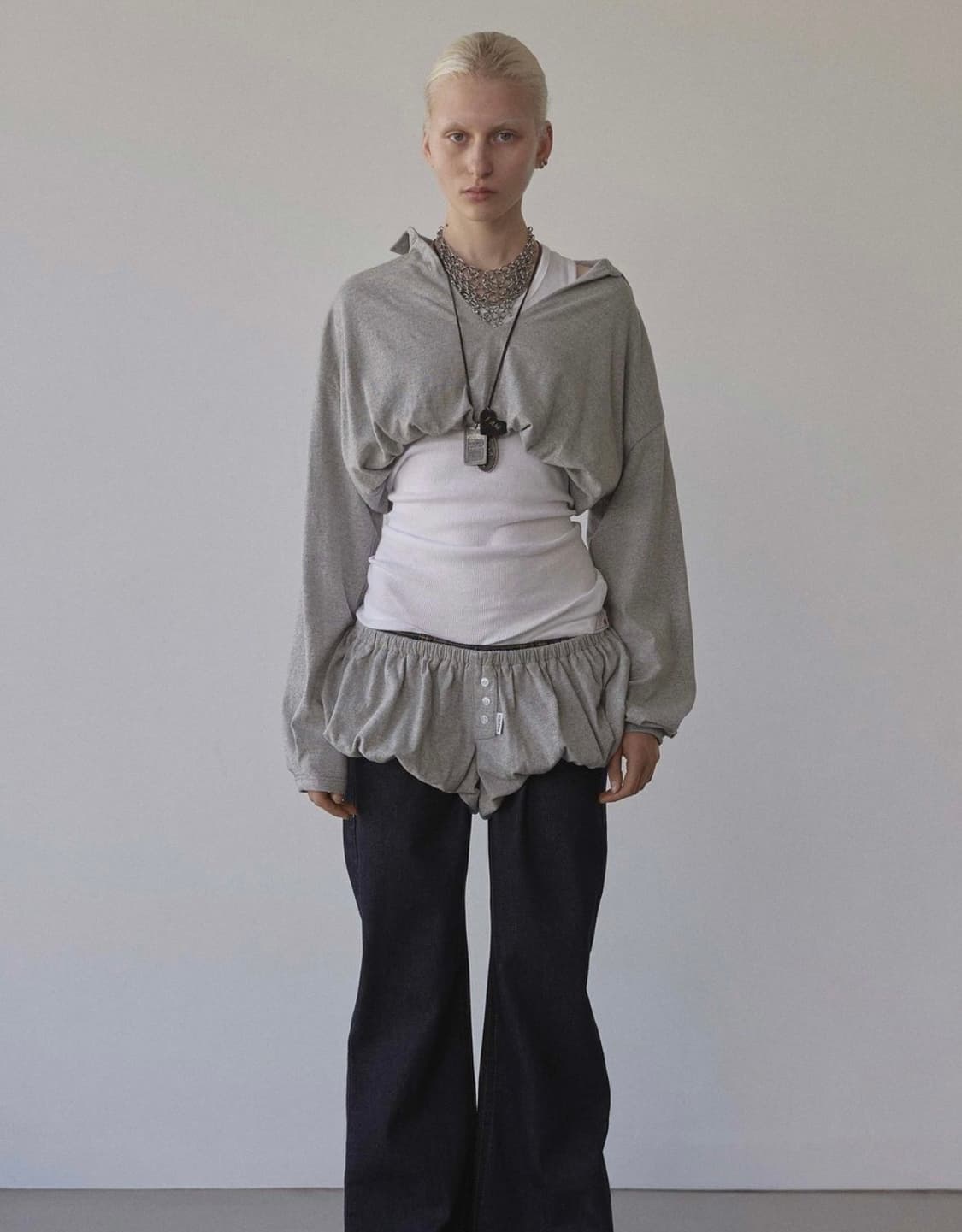 스컬프터 Sweatshirt Melange Gray 상품이미지3