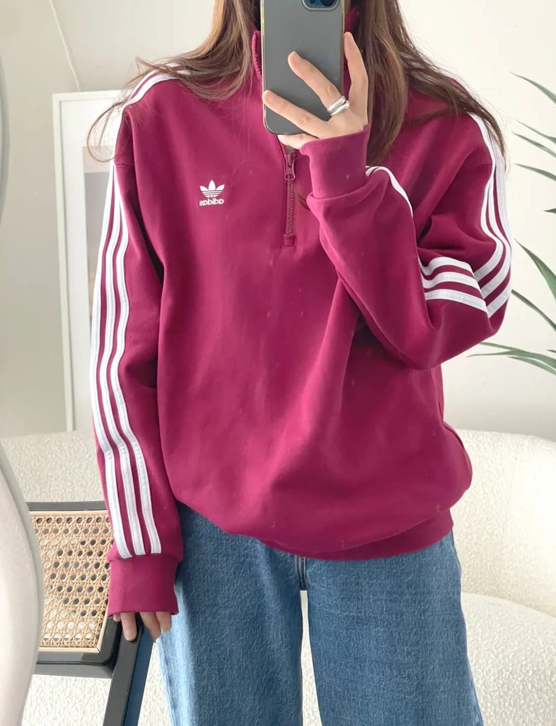 (새상품)아디다스 여성 쿼터집업 스웨트셔츠 S 상품이미지9