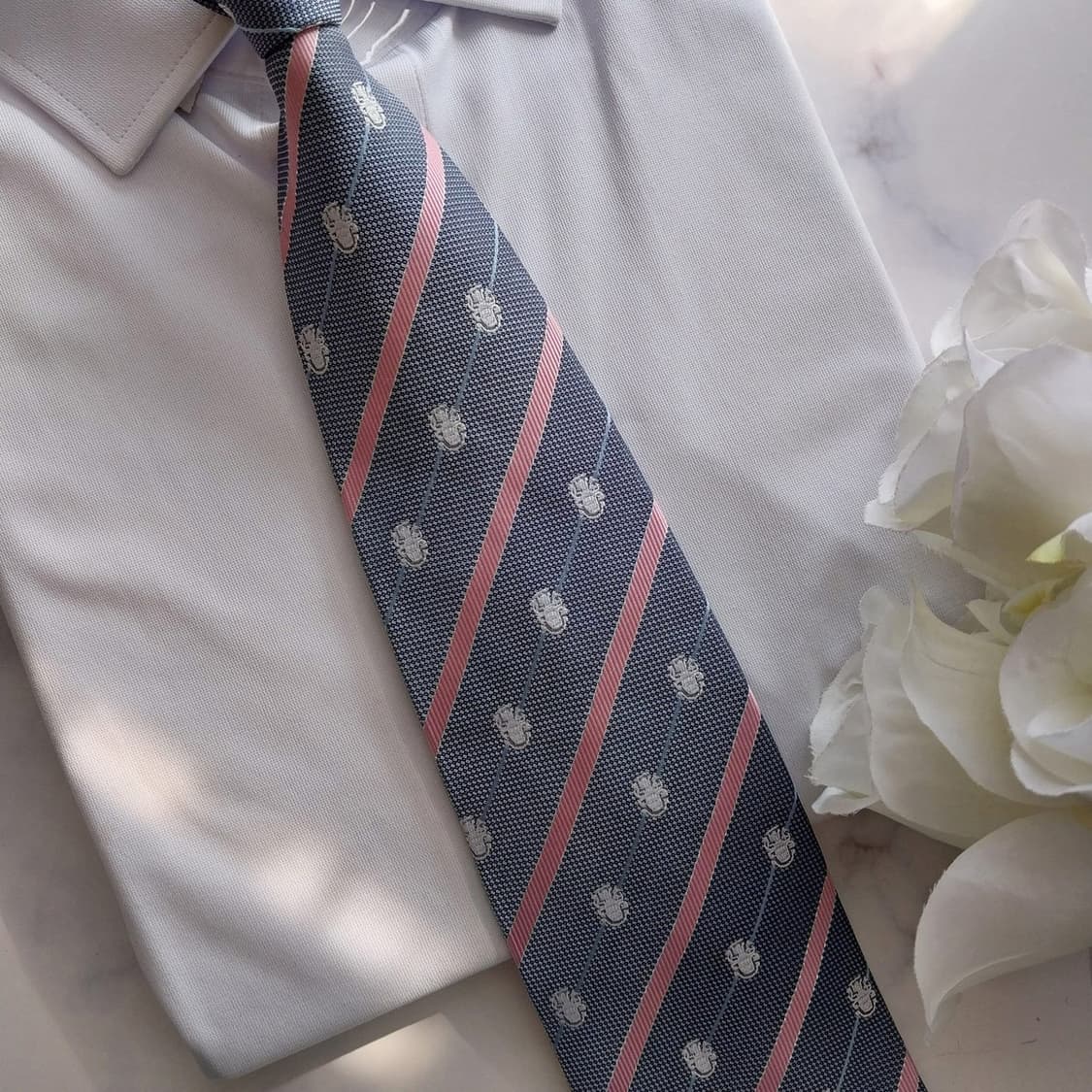 아쿠아스큐텀 실크 네이비 스트라이프 넥타이 9.3cm A+등급 K1128 상품이미지7