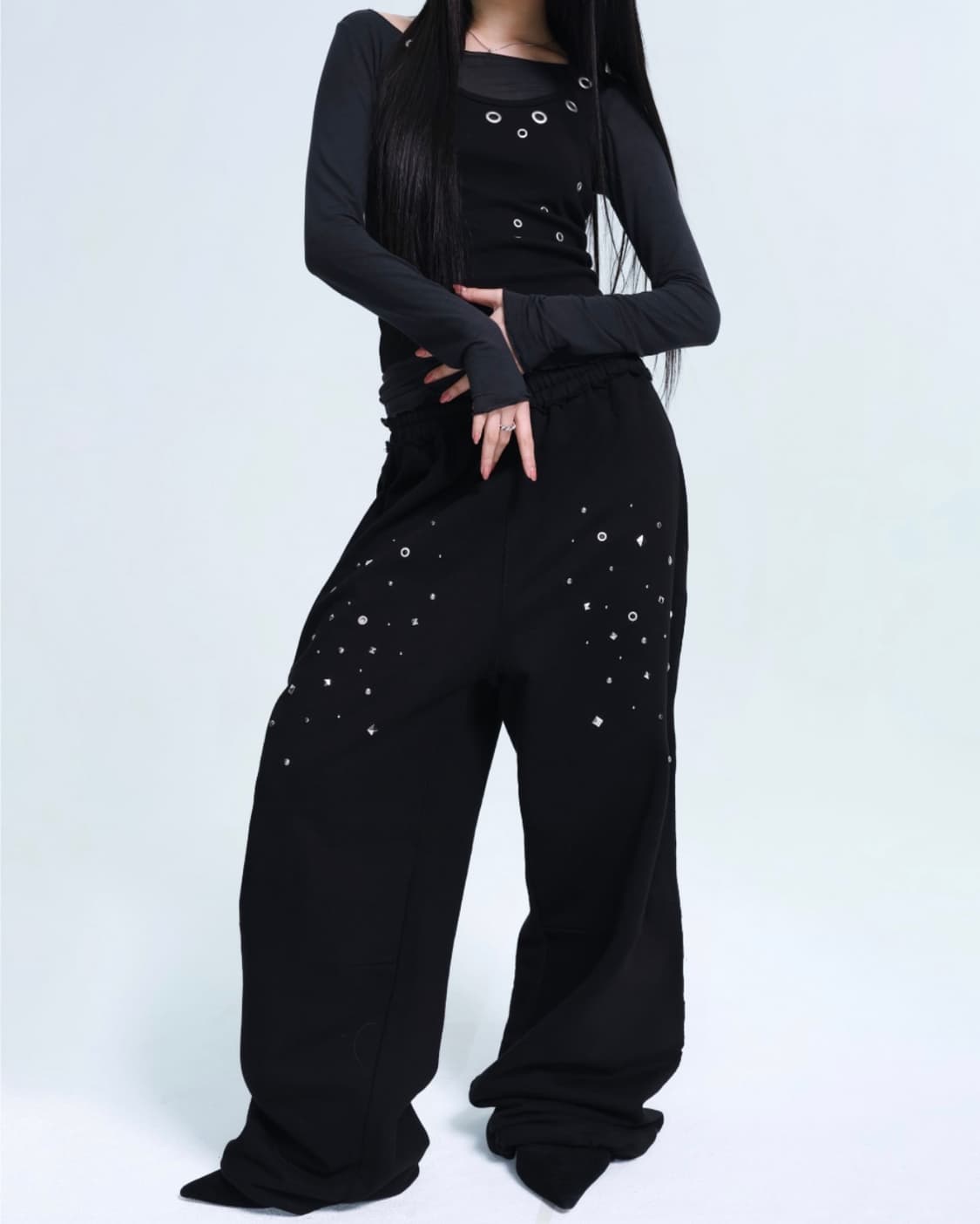 Stud String Sweatpants - Black  상품이미지2