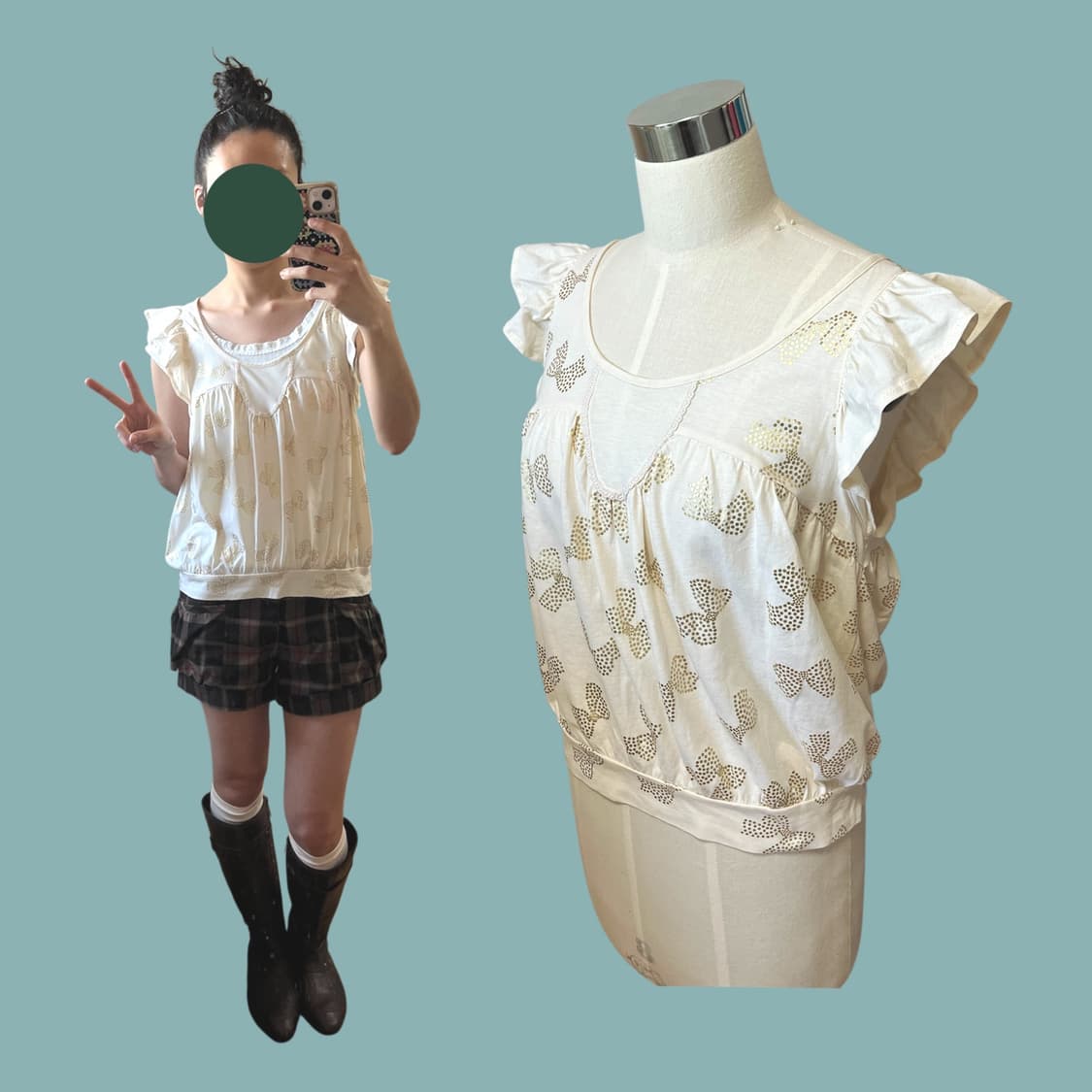 츠모리 치사토 리본 러플 블라우스 상품이미지1