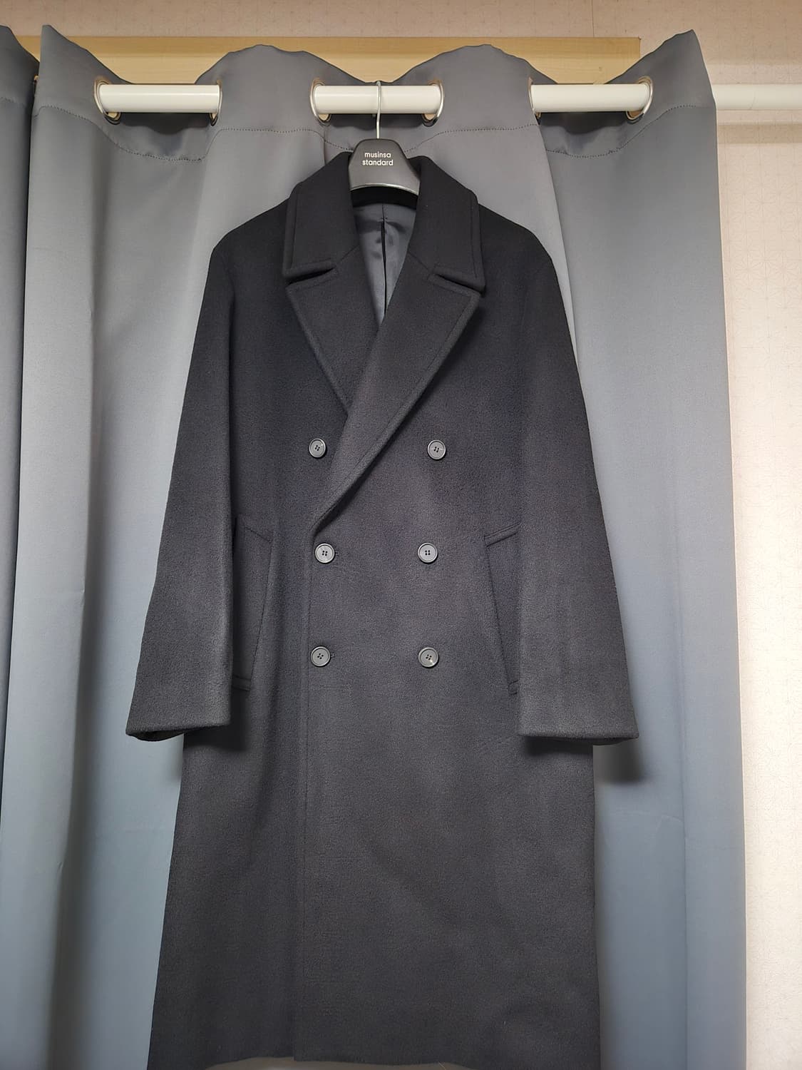 무신사스탠다드 캐시미어 블렌드 오버사이즈 더블코트 Black 상품이미지2