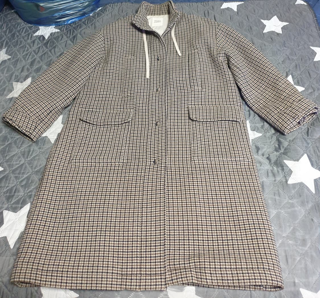 스튜디오톰보이 하운드 투스 체크 울 롱코트 (F) 상품이미지1