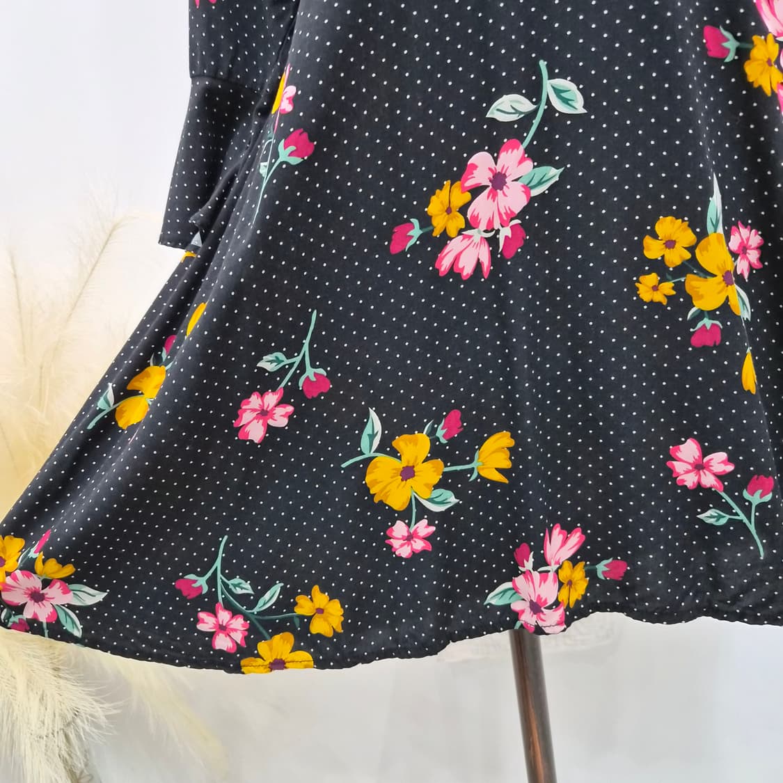 Old Navy 블랙 플라워 도트 플레어 미디원피스 상품이미지6