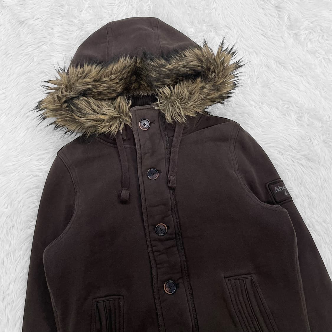 아베크롬비 울프죠 퍼 후드집업 브라운 상품이미지3