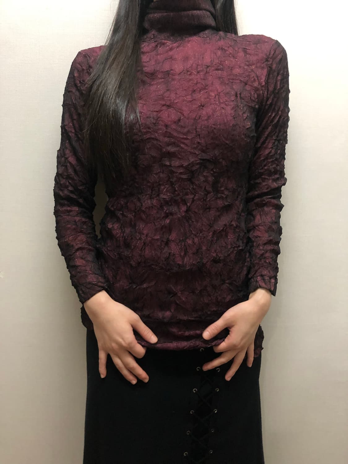 빈티지 버건디 텍스처 탑 상품이미지2