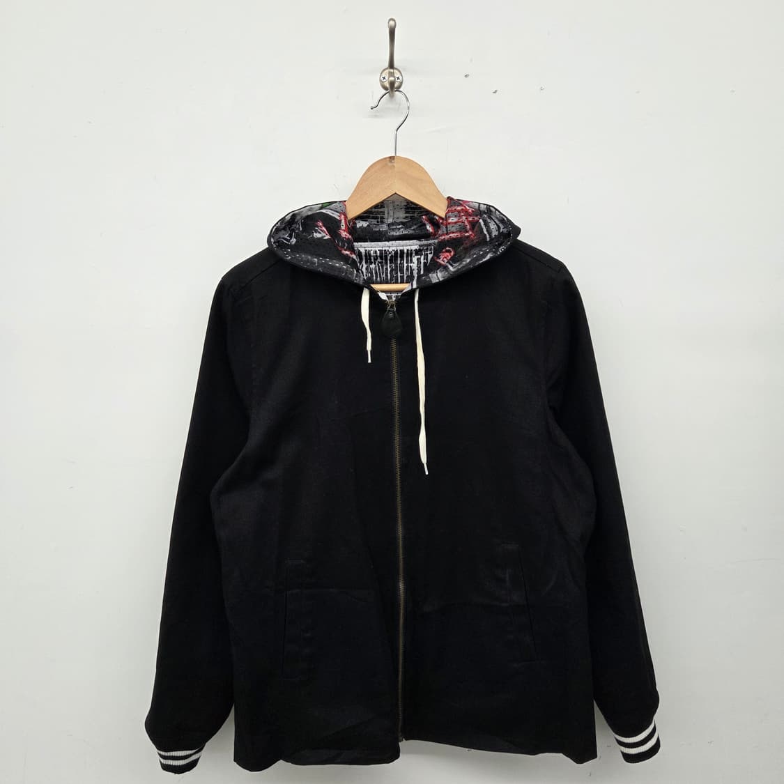 빈티지 힙 프린팅 후드 리버시블 집업 남L 상품이미지5