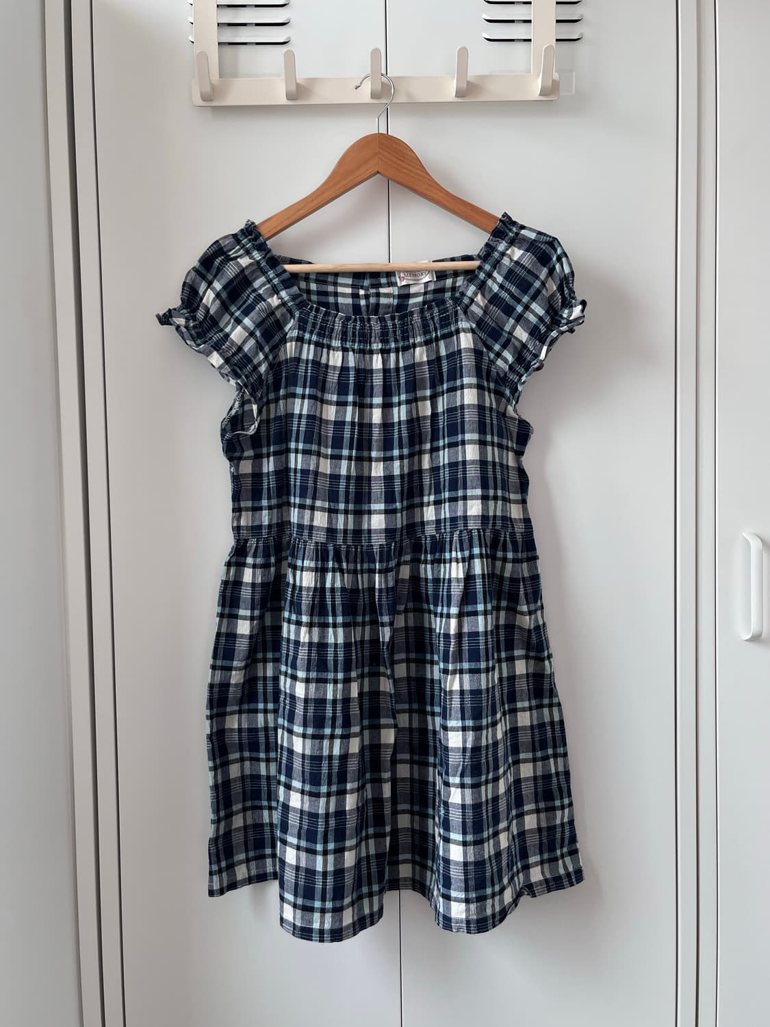 Natural memory 캡소매 체크 미니 원피스 상품이미지3