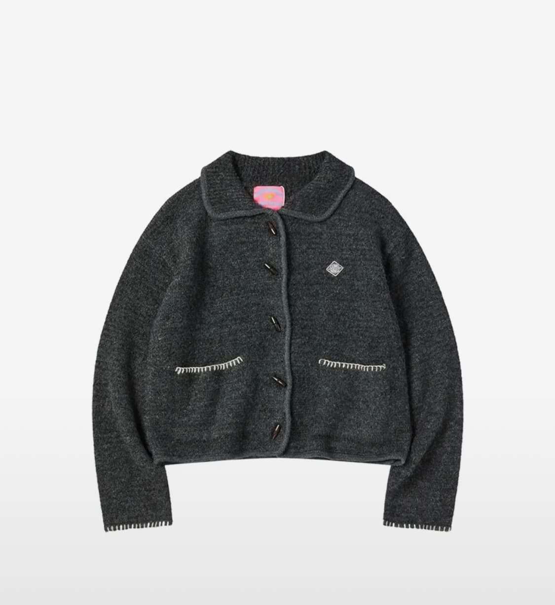 W BOOKLE KNIT CARDIGAN [CHARCOAL] 상품이미지1